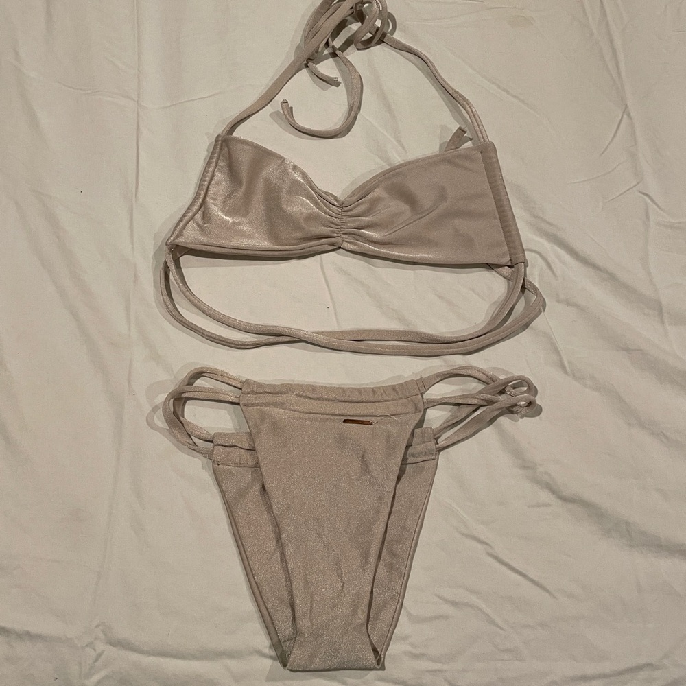 AGUA COCO Metallic Gold Bikini Set